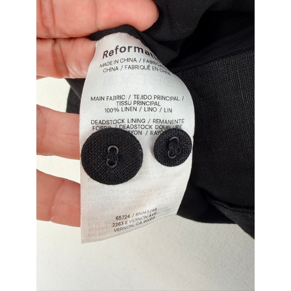 Reformation Tate Linen Halter Top Black Button Front Size 4 NWT - Picture 8 of 16